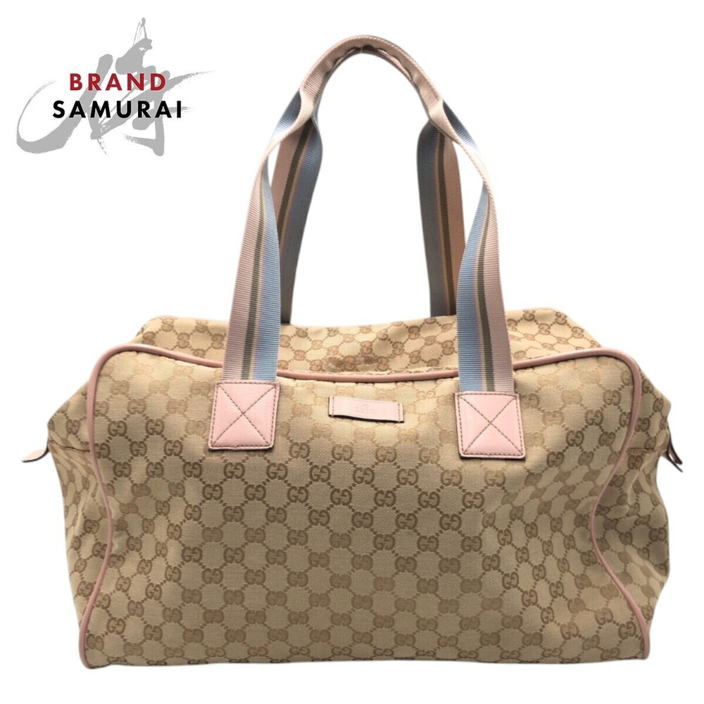 GUCCI GG brown pink canvas Boston bag